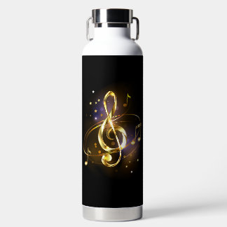 Gold Treble Clef Music Water Bottle