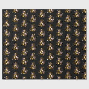Gold Treble Clef Music Wrapping Paper