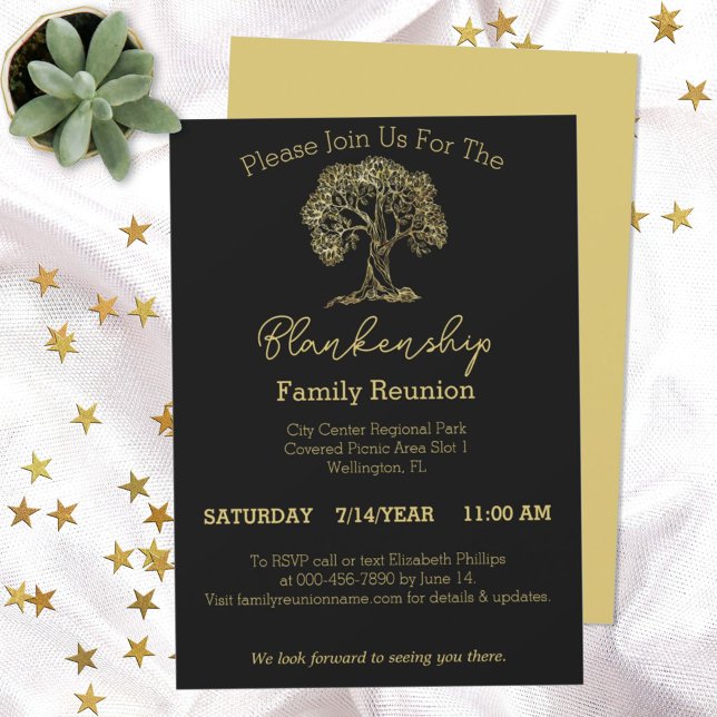 Gold Tree Art Family Reunion Template Invitation (Creator Uploaded)