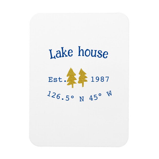 Gold tree blue lake house add coordinate year fami magnet (Vertical)