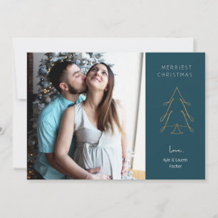 Gold Tree Christmas Holiday Flat Holiday Card