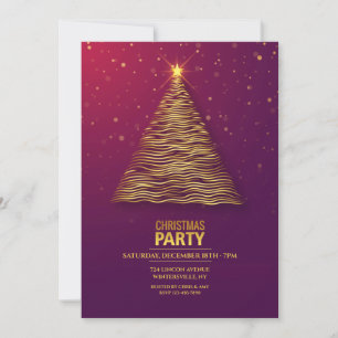 Gold Tree Christmas Party Invitation