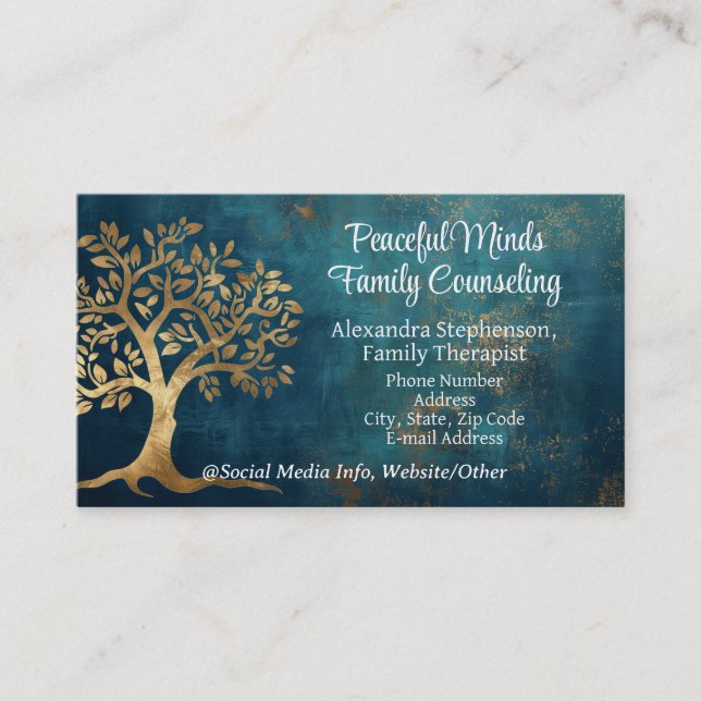 Gold Tree Counseling Therapy Psychotherapy Business Card (Front)