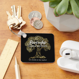 Gold Tree Family Reunion Party Essential Key Ring