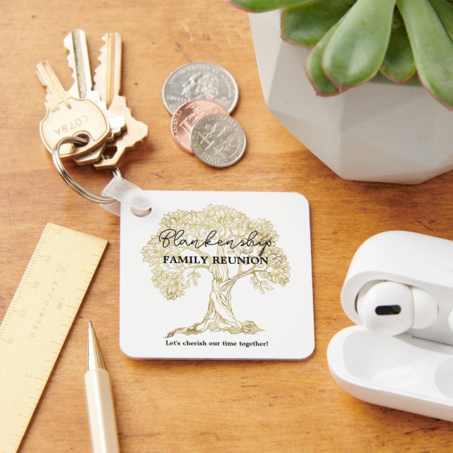 Gold Tree Family Reunion Party Essential Key Ring (Desk)
