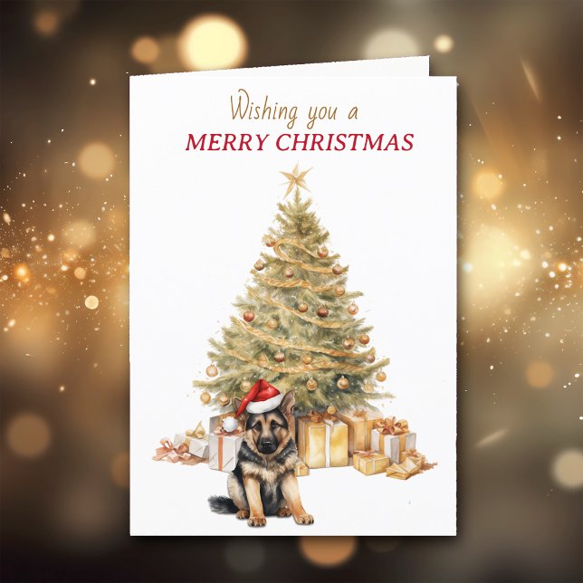 Gold Tree German Shepherd Puppy Christmas Card (Creator Uploaded)