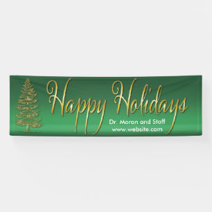 Gold Tree Happy Holidays Banner