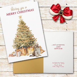 Gold Tree Havanese Dog Christmas Holiday Card