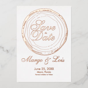 Gold Tree Log Save the Date Pressed  