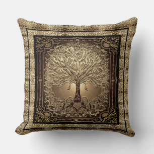 Gold Tree of Life Ancient Rustic  Cushion