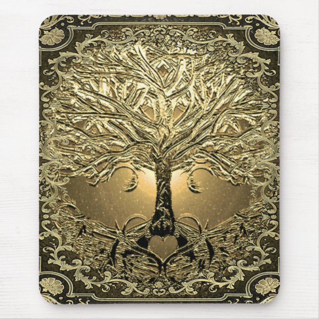 Gold Tree of Life Ancient Rustic Mouse Pad (Front)