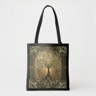 Gold Tree of Life Ancient Rustic Tote Bag