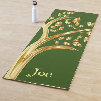 Gold Tree Of Life Greenery Foliage Personalised  Yoga Mat
