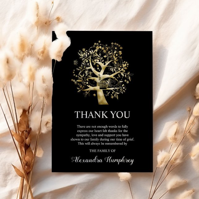 Gold Tree of Life | Sympathy Funeral Grief Thank You Card (Creator Uploaded)