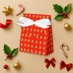 Gold Tree Red Christmas Favour Box for Treats
