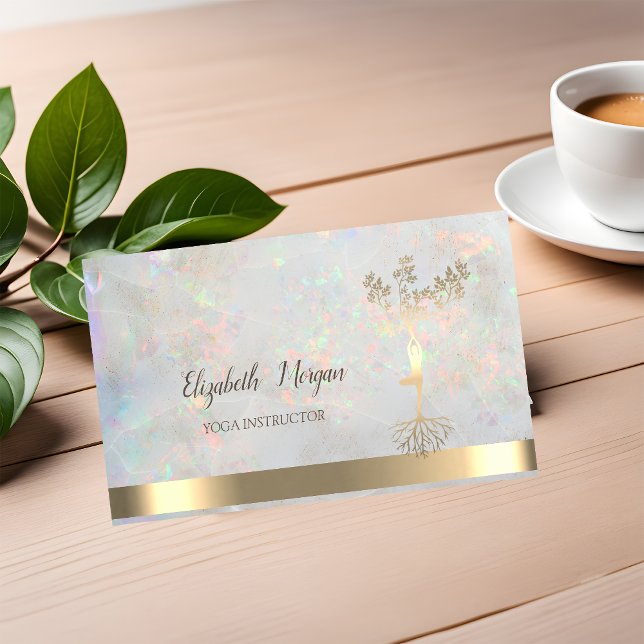 Gold Tree Women Silhouette,Opal Yoga Instructor  Business Card (Creator Uploaded)