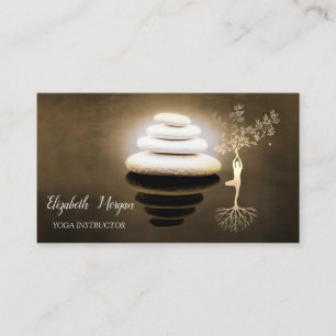 Gold Tree Women Silhouette,Zen Stones Business Card
