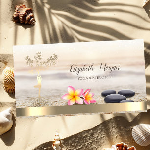 Gold Tree Women Silhouette,Zen Stones,Flowers Business Card