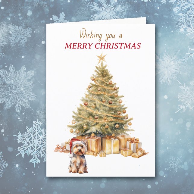 Gold Tree Yorkshire Terrier Dog Christmas Card (Creator Uploaded)