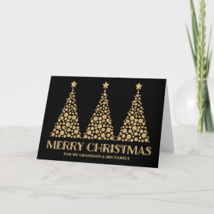 Gold Trees Grandson & Family Merry Christmas Card