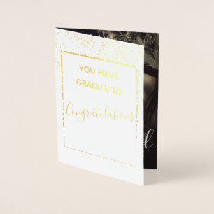 Gold Trendy Script Congratulation Photo Graduation Foil Card