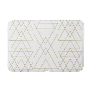 Gold Triangles Chic White Modern Glamour Bath Mat