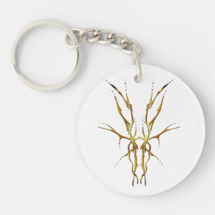 Gold Tribal Deer Skull Hunting Design Key Ring
