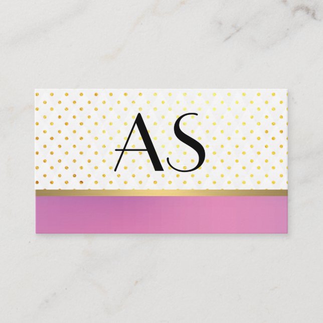 Gold Trim and Polka Dots / Purple Business Card (Front)