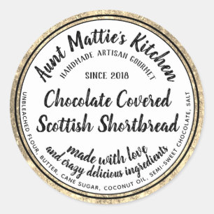 Gold Trim Artisan Gourmet Ingredients Food Label