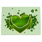 Gold-Trimmed Green Heart with Shamrocks