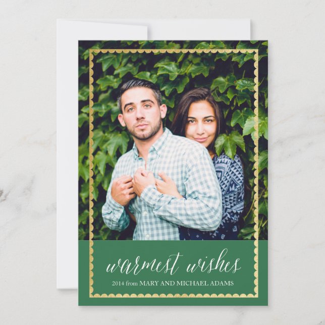 Gold Trimmed Warm Wishes Green (Front)