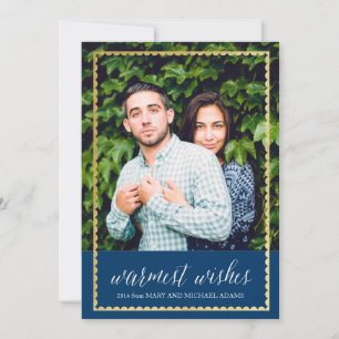 Gold Trimmed Warm Wishes Navy
