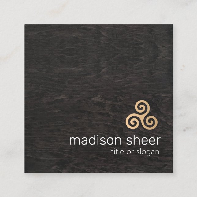 Gold Triple Spiral or Celtic Triskele Symbol Square Business Card (Front)
