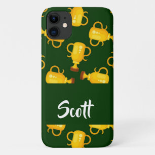 Gold trophy green pattern Case-Mate iPhone case