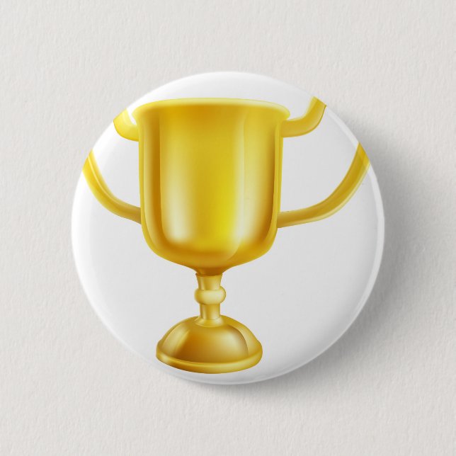 Gold Trophy Illustration 6 Cm Round Badge (Front)