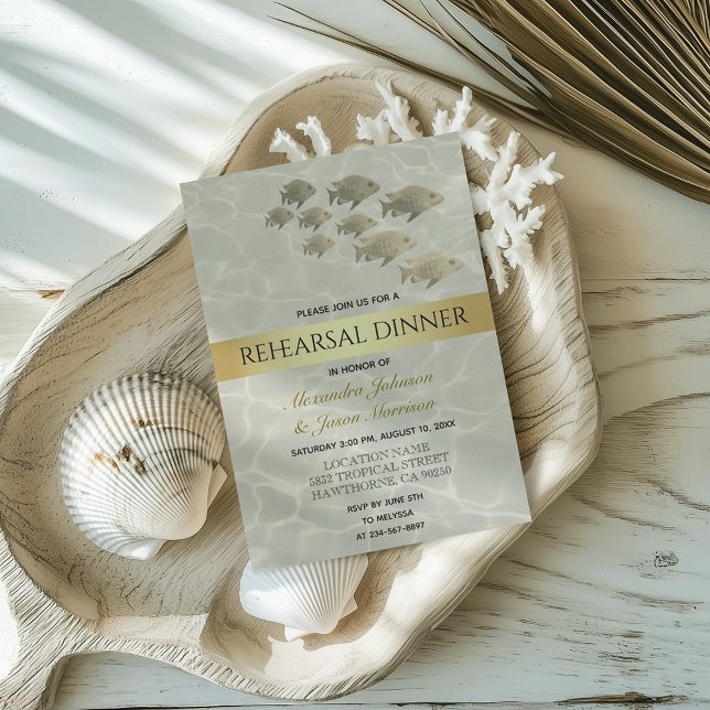 Gold Tropical Beach Rehearsal Dinner Invitation (Creator Uploaded)