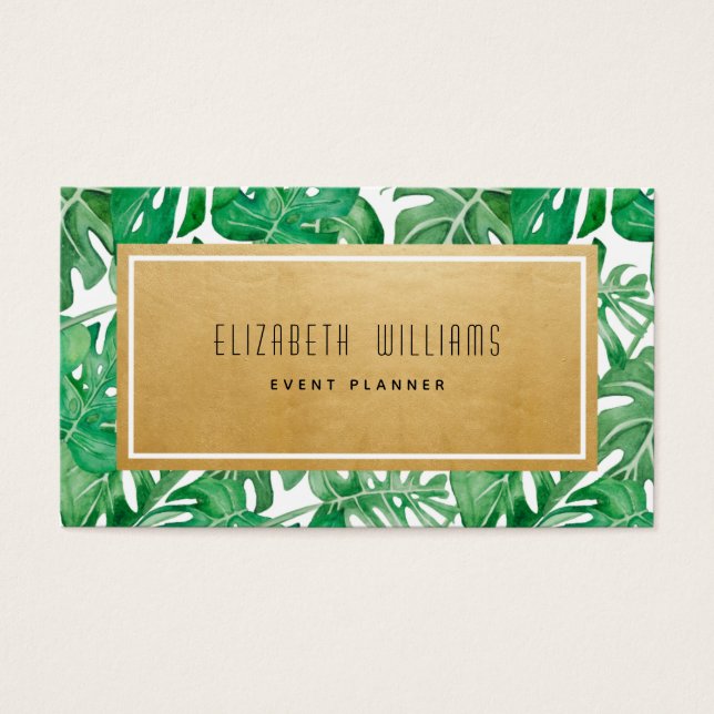 Gold Tropical Event Planner Business Card (Front)