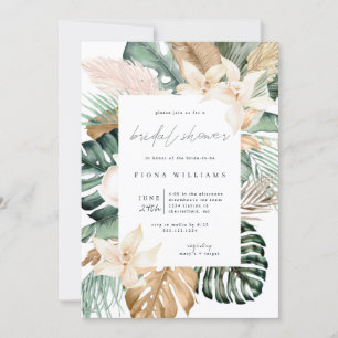 Gold Tropical Floral Bridal Shower Invitation