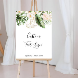 Gold Tropical Foliage Floral Custom Text Sign