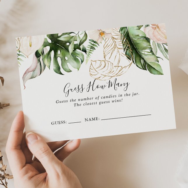 Gold Tropical Foliage Guess How Many Game Card (Creator Uploaded)