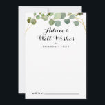 Gold Tropical Green Leaves Wedding Well Wishes Advice Card<br><div class="desc">This gold tropical green leaves wedding well wishes advice card is perfect for a simple wedding. The design features hand-painted beautiful green leaves, adorning a gold geometric frame. These cards are perfect for a wedding, bridal shower, baby shower, graduation party & more. Personalise the cards with the names of the...</div>