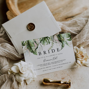 Gold Tropical Greenery Bride Bridal Shower Invitation