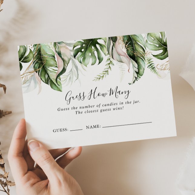 Gold Tropical Greenery Guess How Many Game Card (Creator Uploaded)