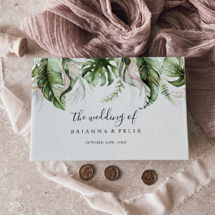 Gold Tropical Greenery Wedding Guest Book