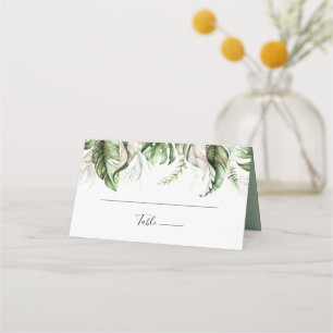 Gold Tropical Greenery Wedding Place Card