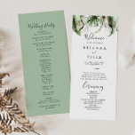 Gold Tropical Greenery Wedding Program Programme<br><div class="desc">This gold tropical greenery wedding program is perfect for a destination wedding. The design features hand-painted watercolor gold and green palm and banana leaves with pink flowers neatly arranged into beautiful bouquets.</div>