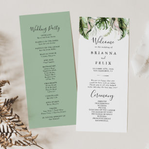 Gold Tropical Greenery Wedding Program Programme