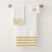 Gold Tropical Hand Towel Set