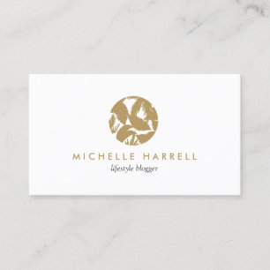 Gold Tropical Leaves Logo Business Card