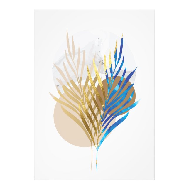 Gold tropical leaves photo print (Front)